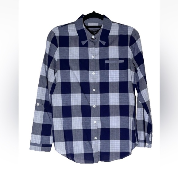 Lafayette 148 Blue Check Long Sleeve Button Down Shirt Sz S Cotton Linen $698 - Picture 5 of 16